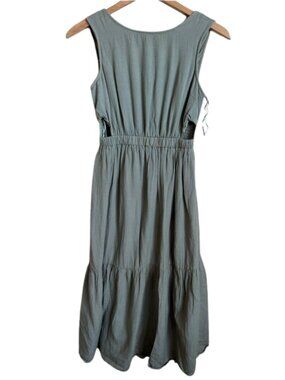 Linen Blend Cutout Midi Dress Small Sage Green Cottagecore Boho Sincerely Jules
